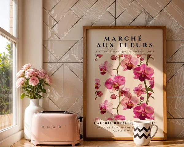 Pink Orchid Botanical Art Print, Tropical Floral Decor