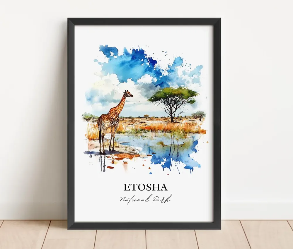 Etosha National Park Watercolor Travel Poster Art Print - Image 4