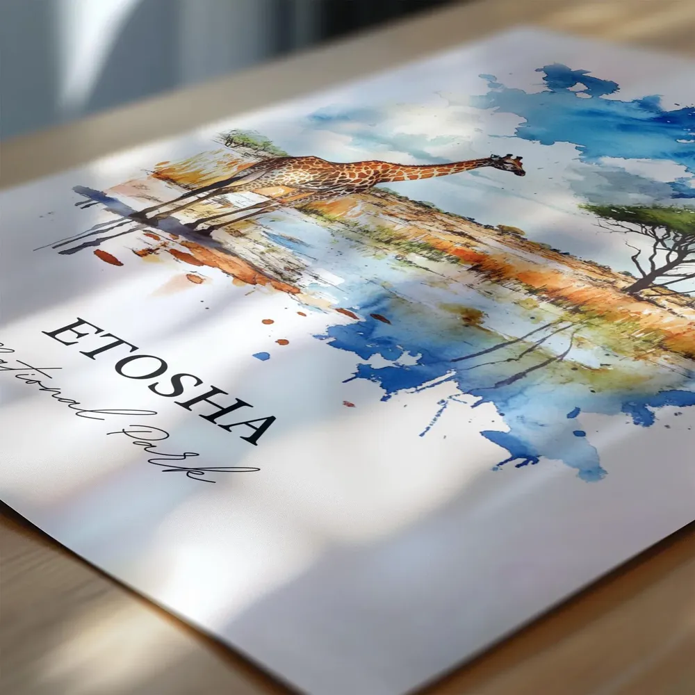 Etosha National Park Watercolor Travel Poster Art Print - Image 7