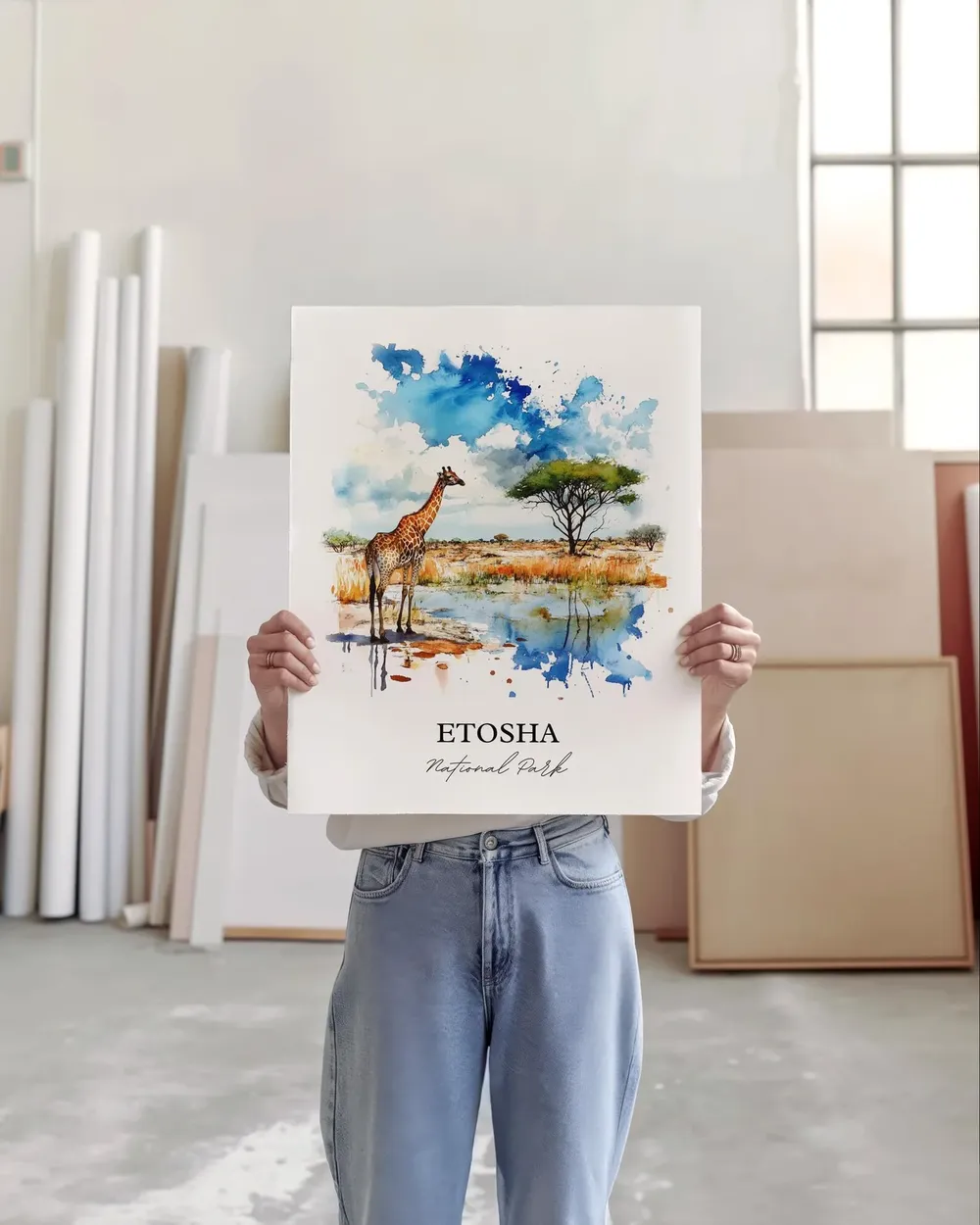 Etosha National Park Watercolor Travel Poster Art Print - Image 5