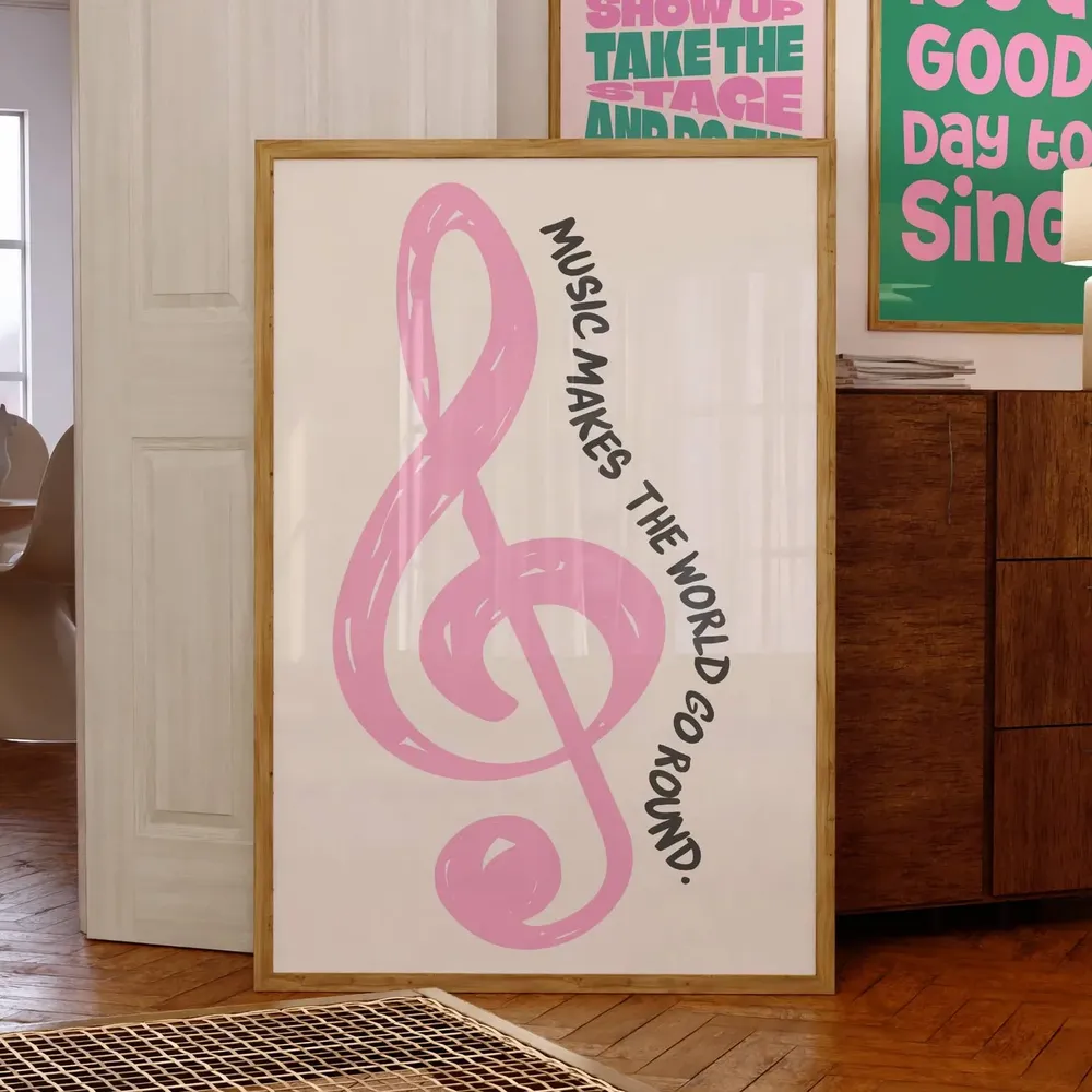Retro Music Quote Poster, Treble Clef Classroom Decor