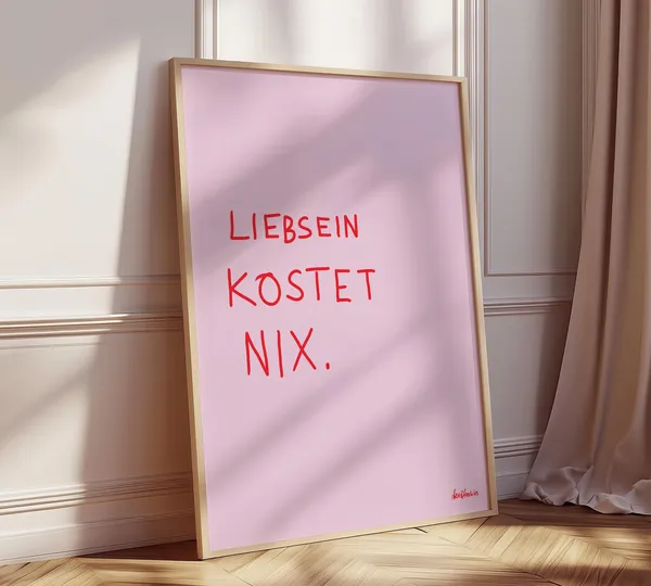 Lieb Sein Kostet Nix Retro Kindness Typography Print