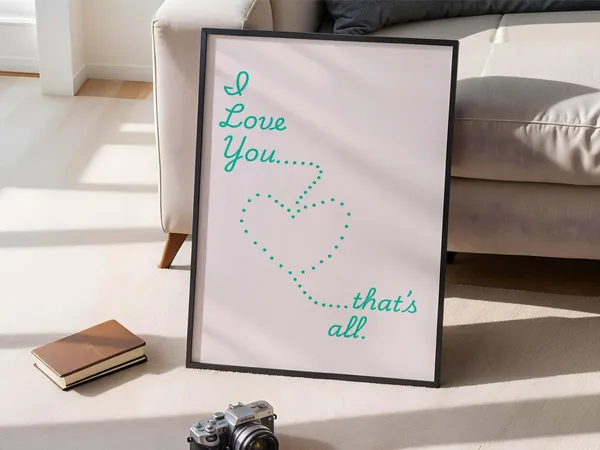 I Love You Text And Heart Poster