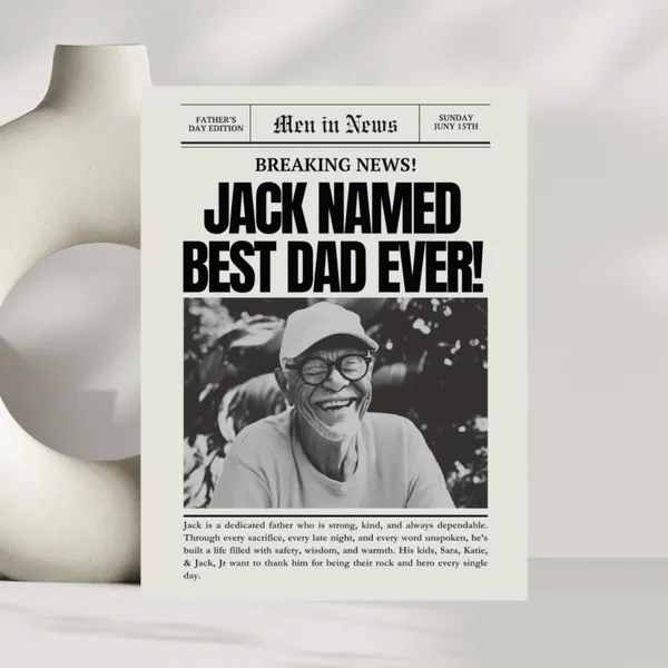 Personalized Fathers Day Newspaper Poster, Gift For Dad