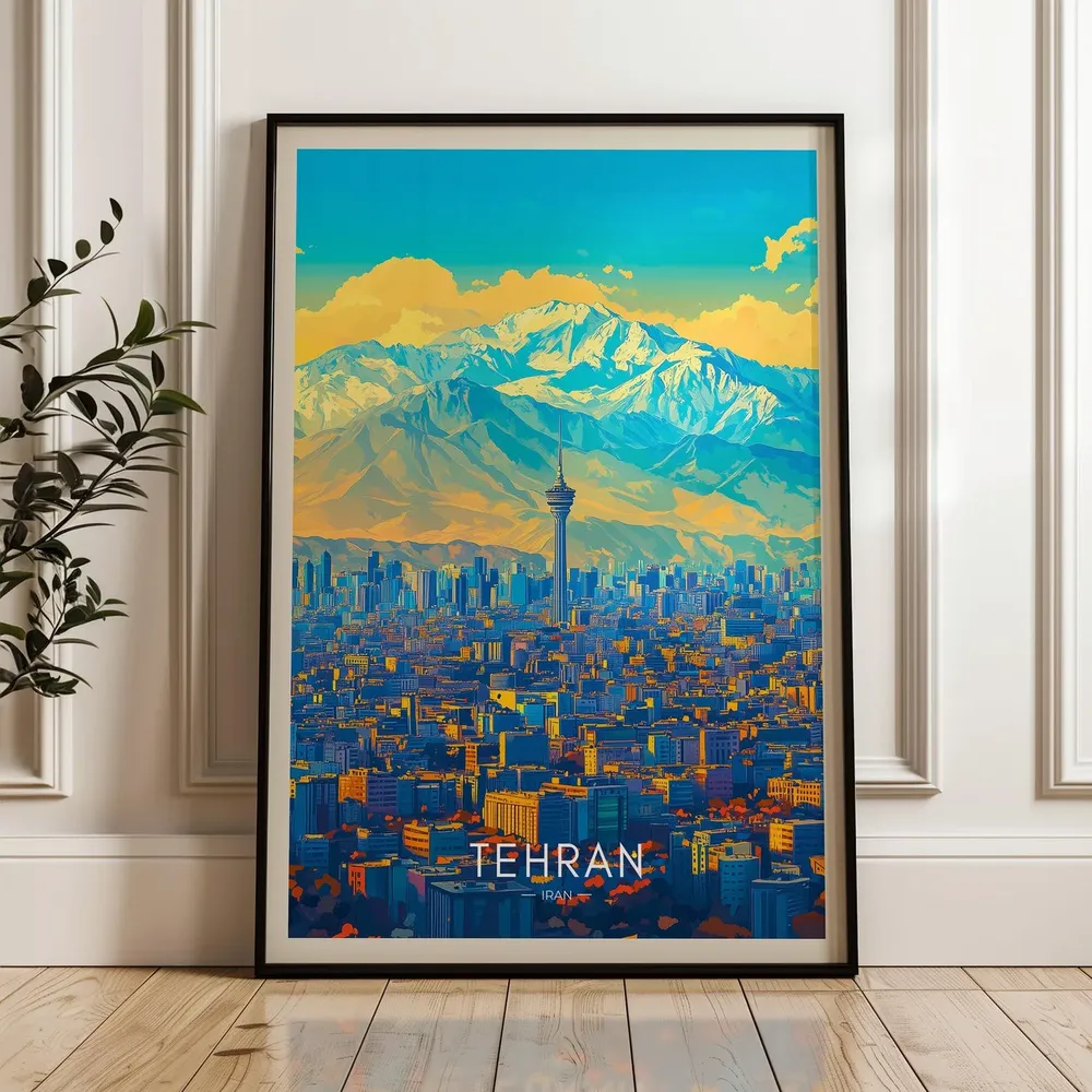 Theran Travel Poster, Iran Muslim Illustration