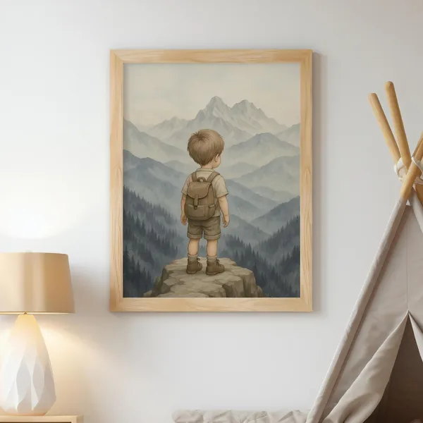 Little Explorer Mountain Adventure Poster, Nursery Decor
