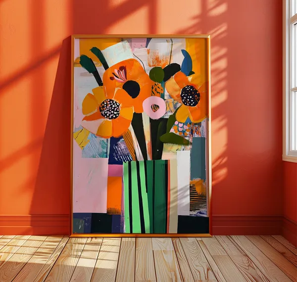 Matisse Style Abstract Floral Art Print, Maximalist
