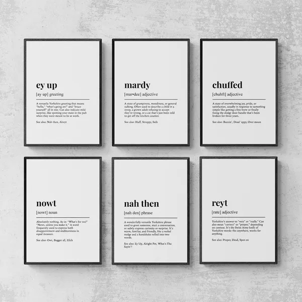Yorkshire Dialect Funny Definitions, Humor Poster Print