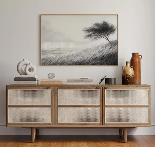 Minimalist Windy Tree Pencil Drawing Art Print