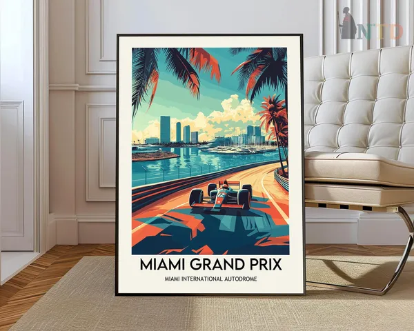 Miami Grand Prix Travel Poster, Race Day Wall Art