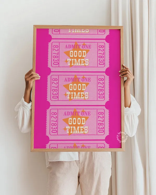 Admit One Ticket Print, Preppy Dorm Decor