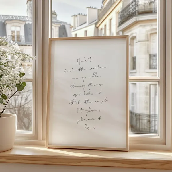 Heres To Fresh Coffee Handwriting Quote Poster