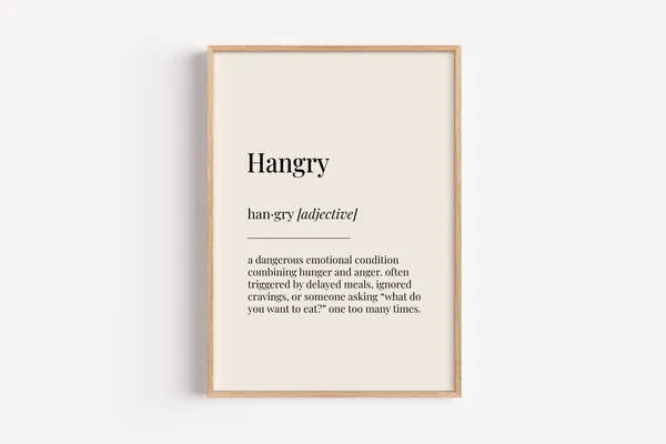 Hangry Definition Dictionary Poster, Kitchen Wall Art