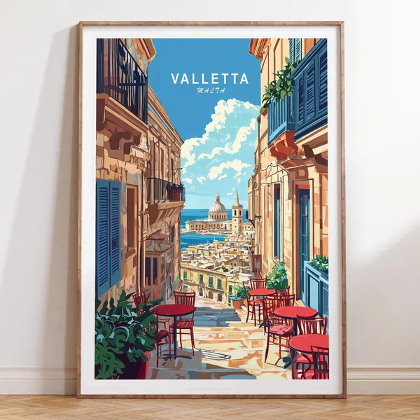 Valletta Malta Minimalist Travel Poster, Wall Art
