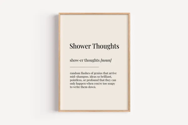 Shower Thoughts Definition Poster, Funny Bathroom Decor