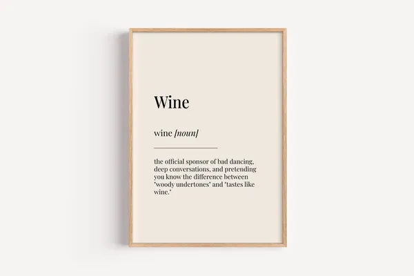 Wine Definition Dictionary Poster, Kitchen Drink Art