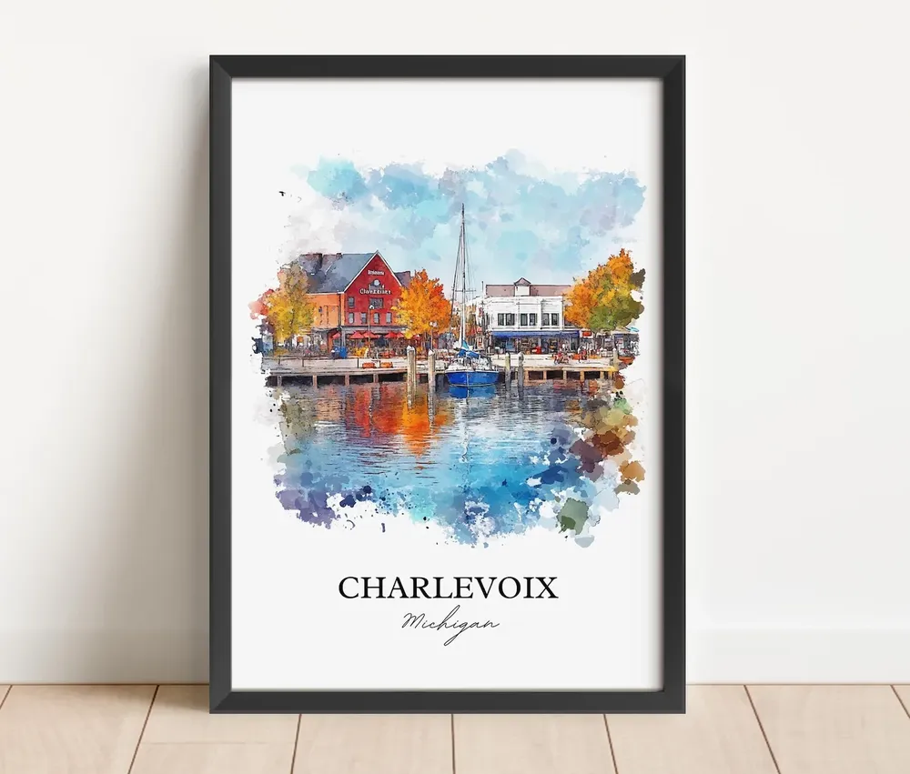 Charlevoix, MI Watercolor Travel Poster - Image 2