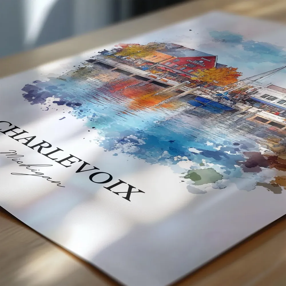Charlevoix, MI Watercolor Travel Poster - Image 6