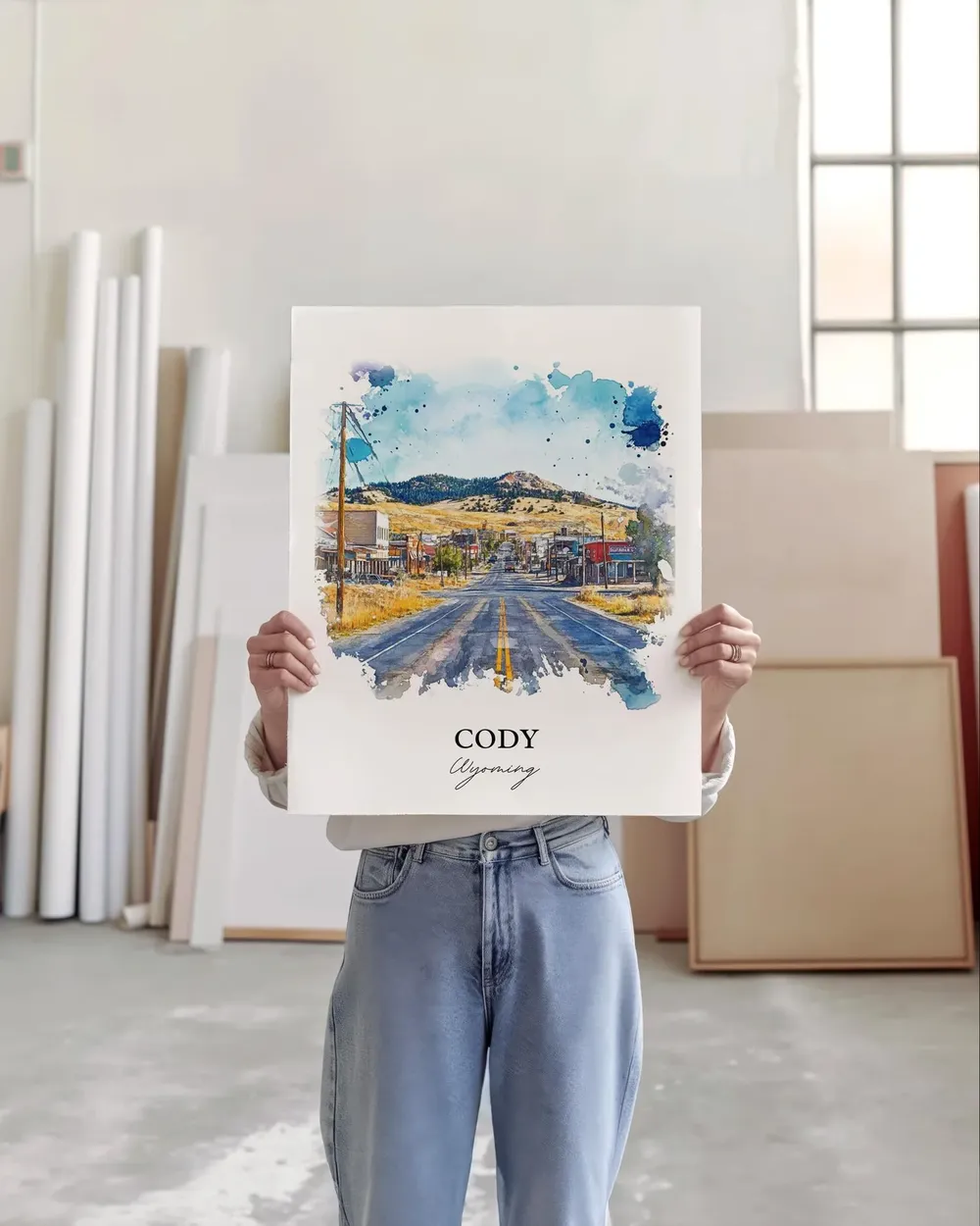 Cody Wyoming Watercolor Travel Poster, Housewarming - Image 4