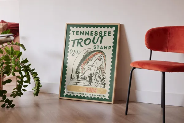 Trout Fish Travel Poster, Beach Art