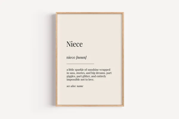 Niece Definition Dictionary Poster, Funny Birthday Gift