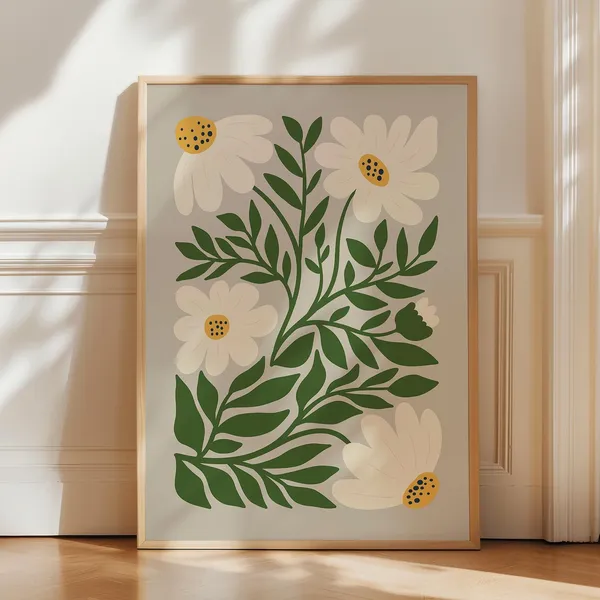 Daisies Boho Floral Modern Art Print