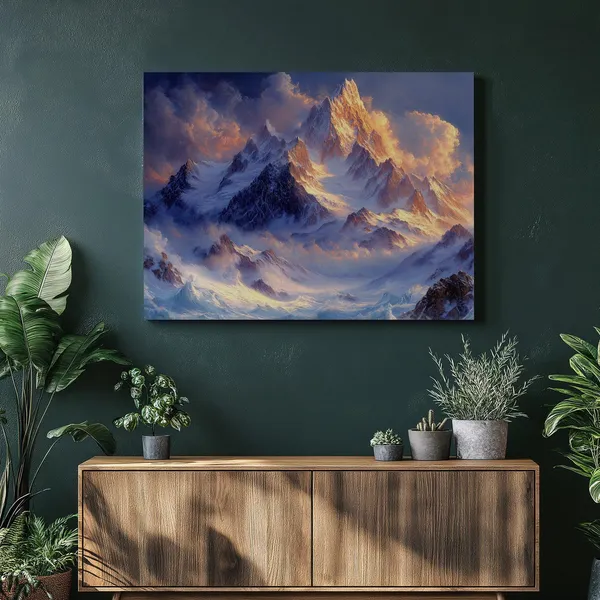 Snowy Mountain Art Print, Winter Landscape