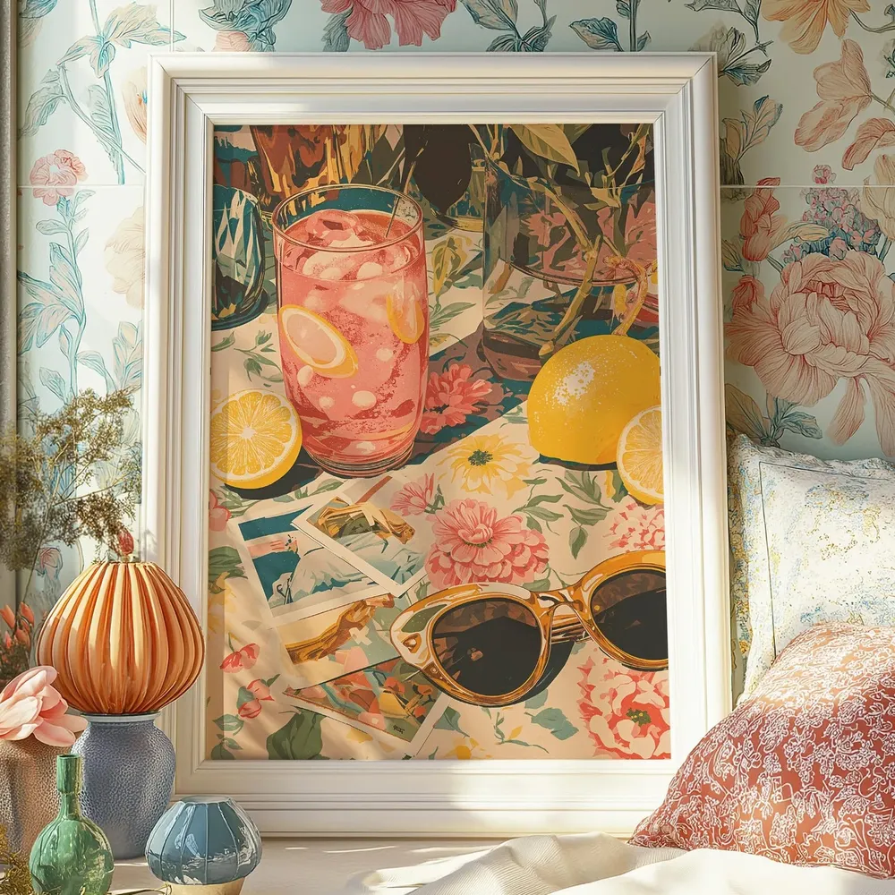 Retro Lemonade Floral Poster, Vintage Picnic Style - Image 4