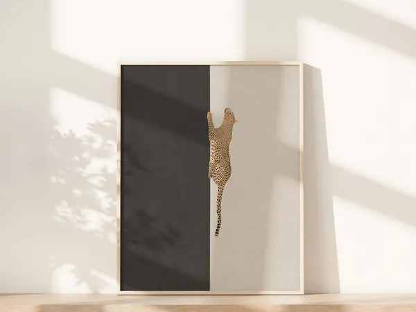 Cheetah Minimalist Art Print, Jungle Animal