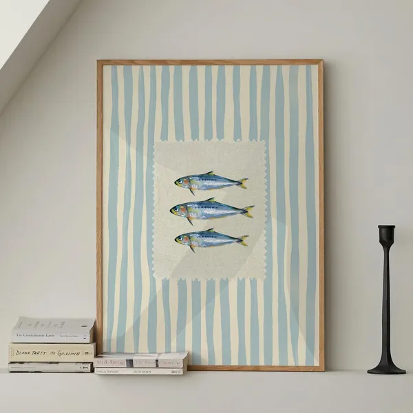 Vintage Sardines Fish Retro Modern Kitchen Art Print