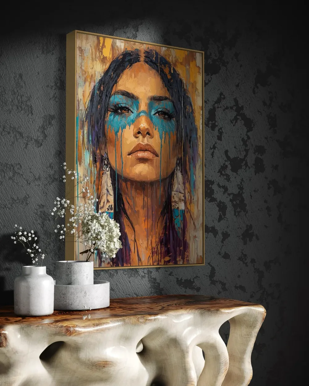 Warrior Spirit Art Print, Bold Tribal Portrait - Image 3