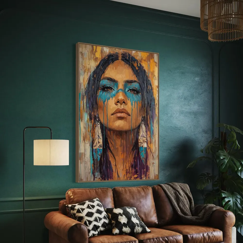 Warrior Spirit Art Print, Bold Tribal Portrait