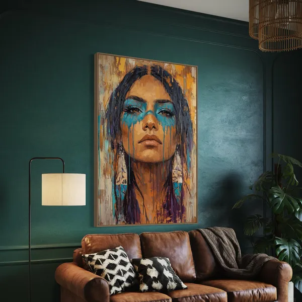 Warrior Spirit Art Print, Bold Tribal Portrait