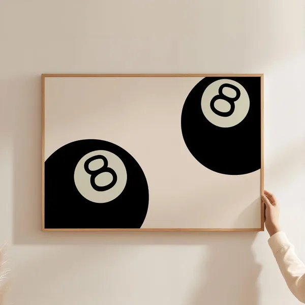 Black Lucky 8 Eight Ball Art Print