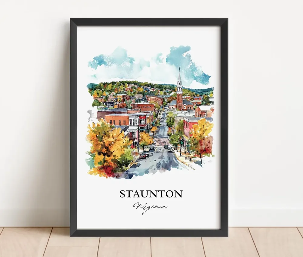 Staunton VA Watercolor Travel Poster, Virginia - Image 2