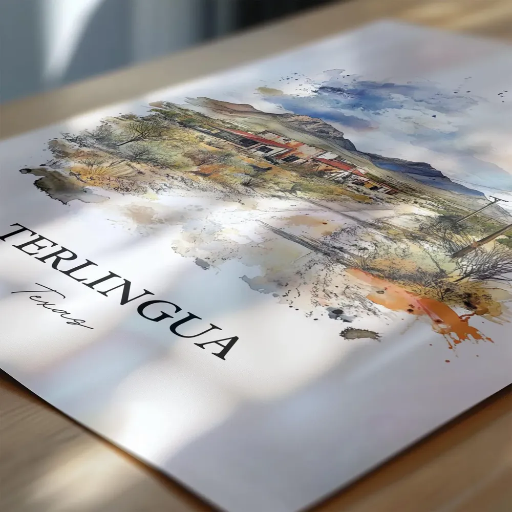 Terlingua TX Watercolor Travel Poster, Texas - Image 6