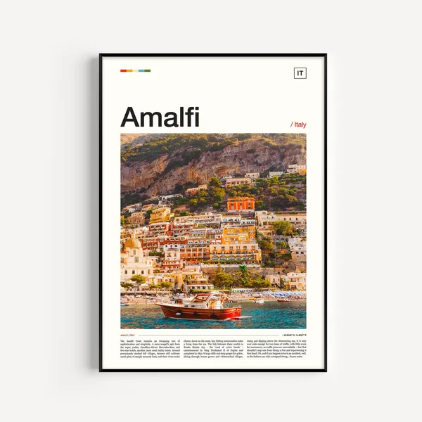 Amalfi Travel Poster, Italy Coast Wall Art