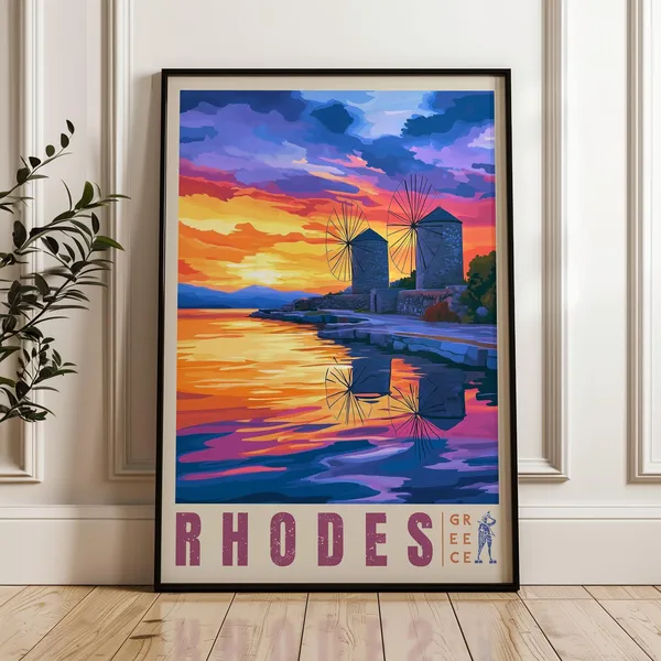 Rhodes Travel Poster, Greece Wall Art