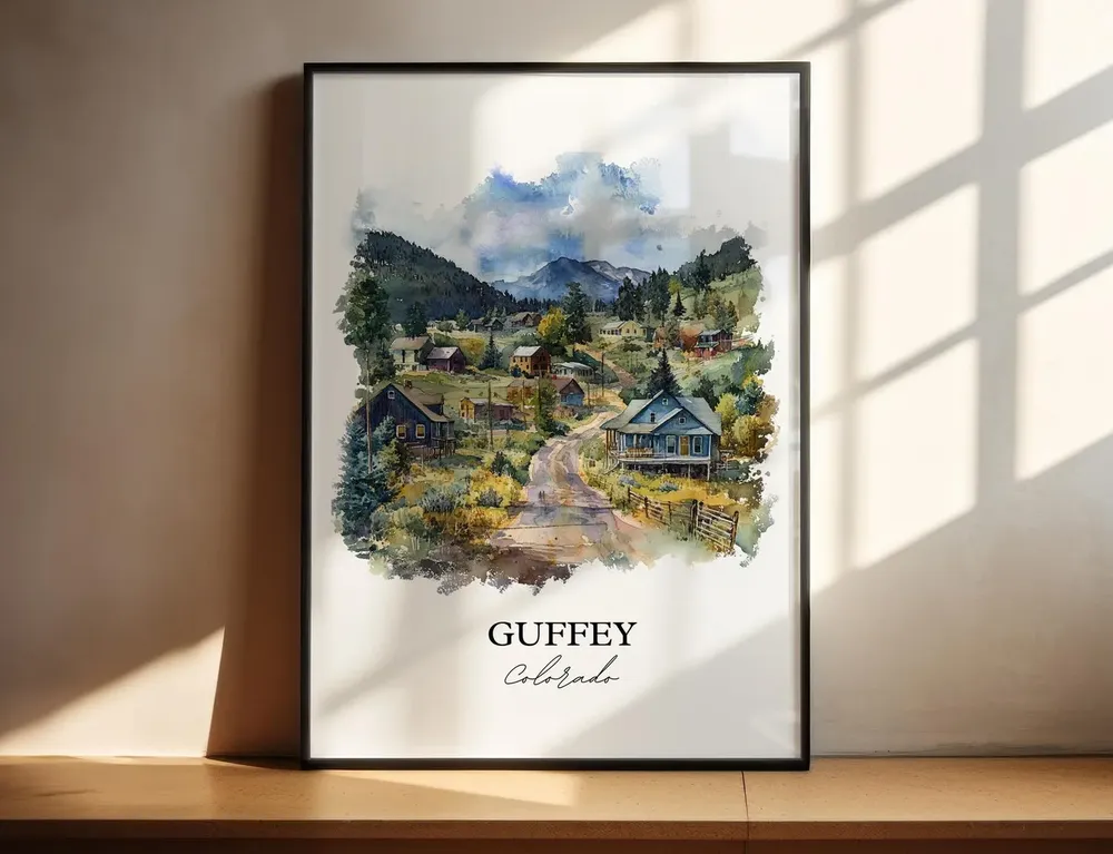 Guffey Co Watercolor Travel Poster, Colorado