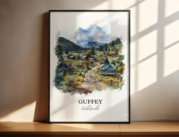 Guffey Co Watercolor Travel Poster, Colorado