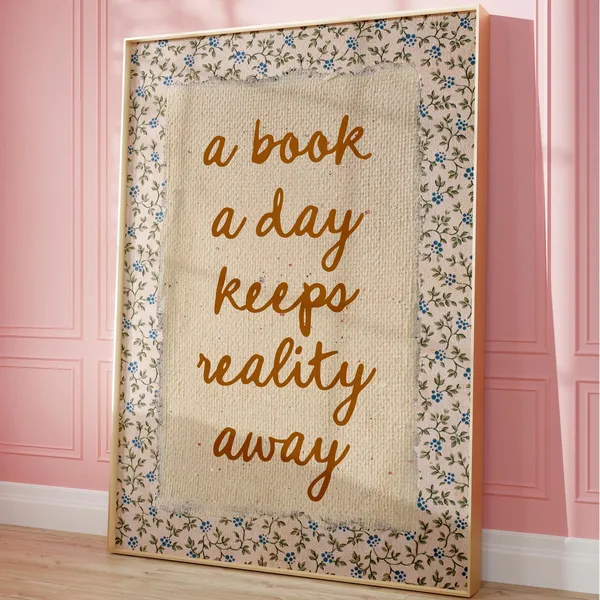Vintage Book Art Reading Nook Poster for Readers