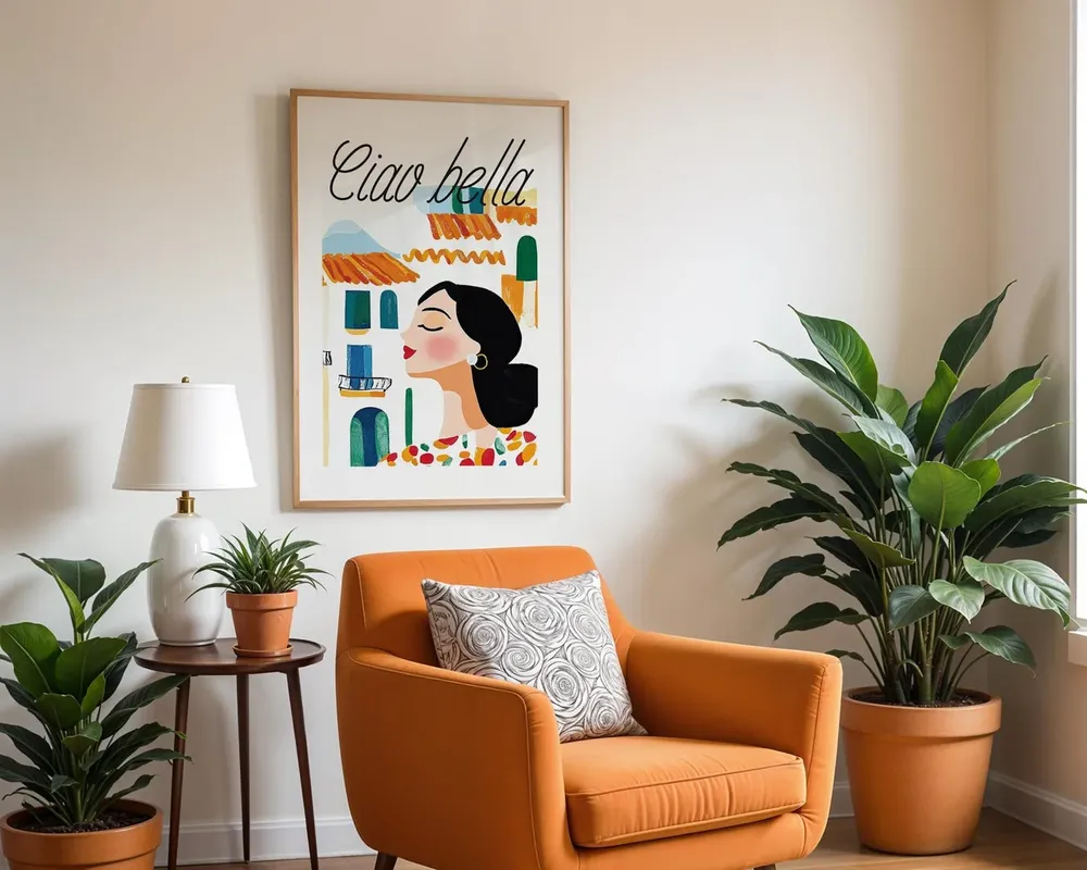 Ciao Bella Hello Beautiful Mediterranean Woman Travel Poster - Image 2