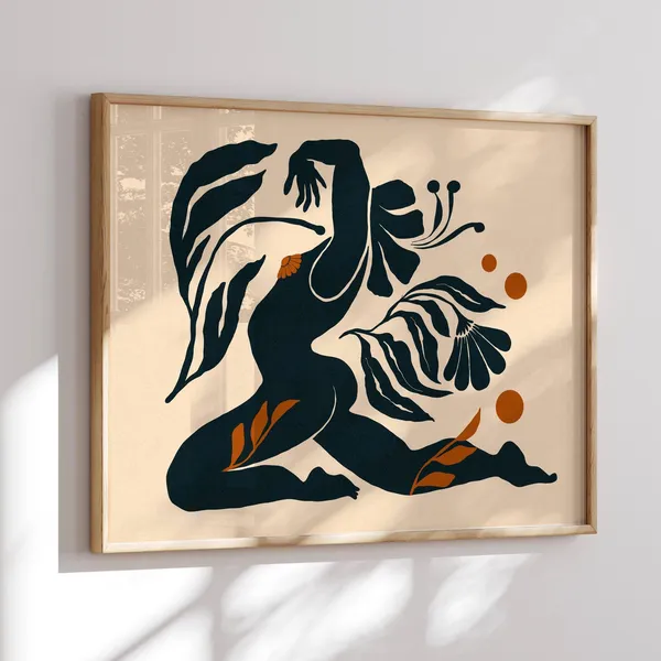 Matisse-Inspired Floral Woman Art Print, Boho Decor