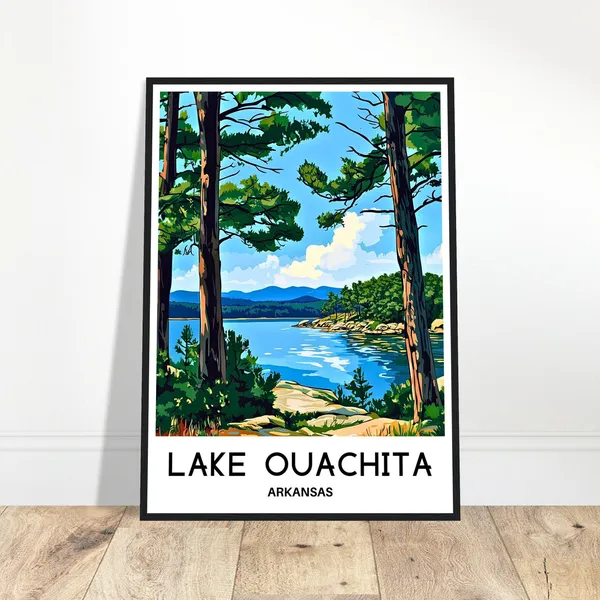 Lake Ouachita Travel Poster, Arkansas Lake Scene