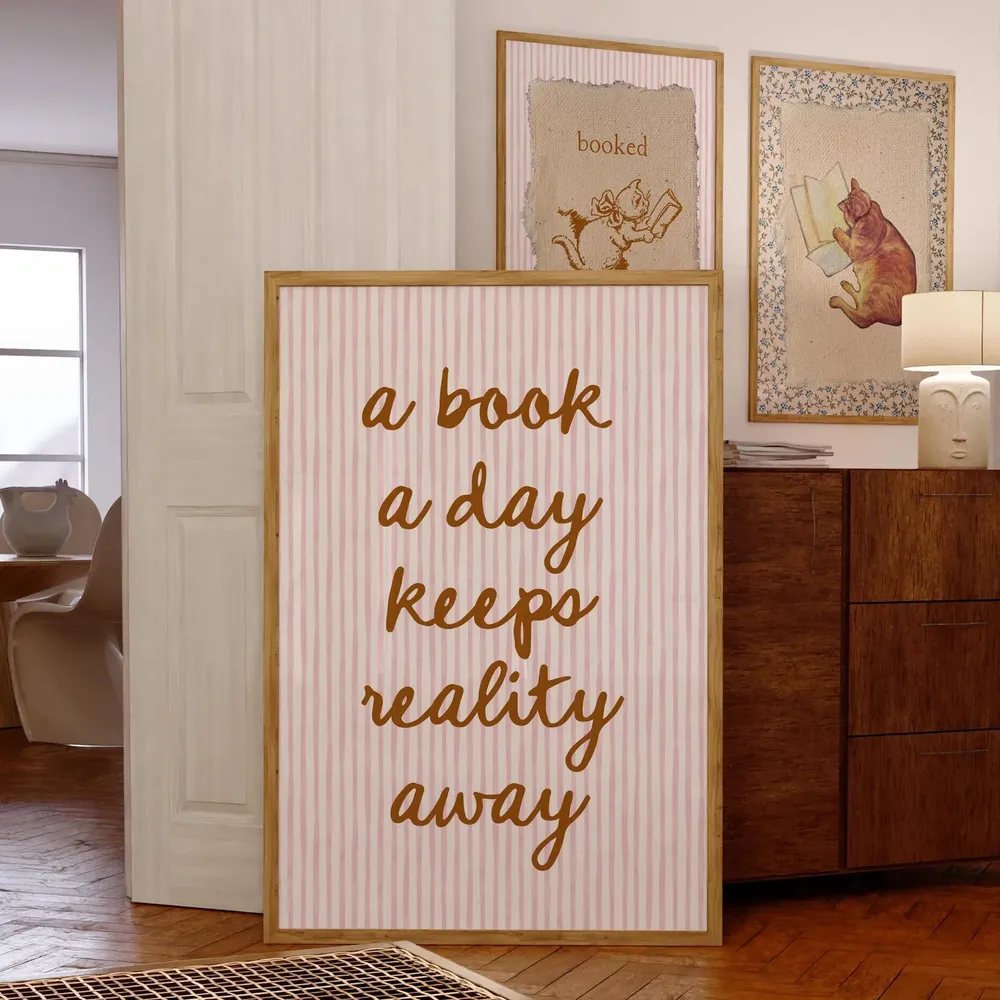 Vintage Book Art Cute Reading Poster, Book Lovers - Image 4