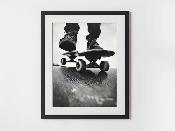 Monochrome Skateboard Wall Art, Modern Decor