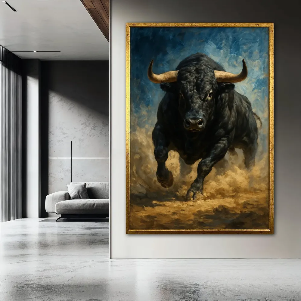 Charging Bull Painting, Animal Poster Gift - Image 3
