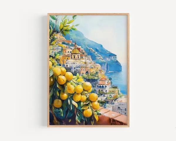 Positano Watercolor Wall Art Print