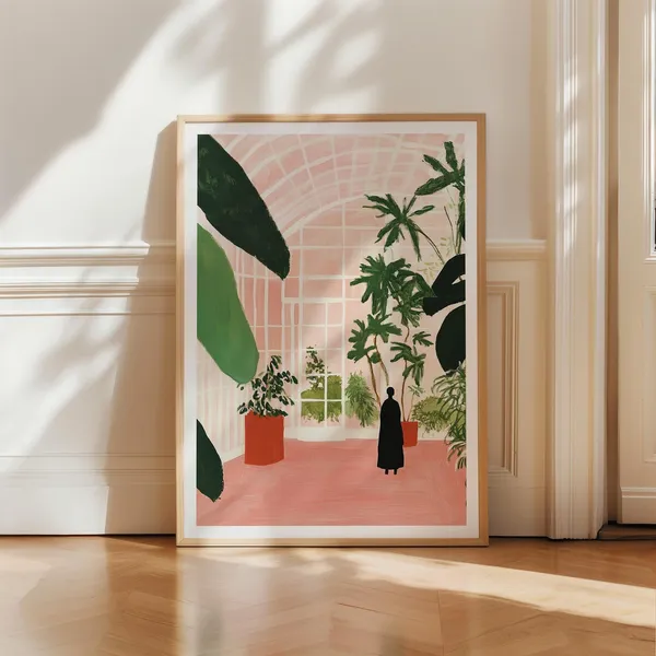 Botanical Greenhouse Art Print, Pink Garden Room