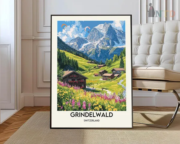 Grindelwald Travel Poster, Switzerland Art Print